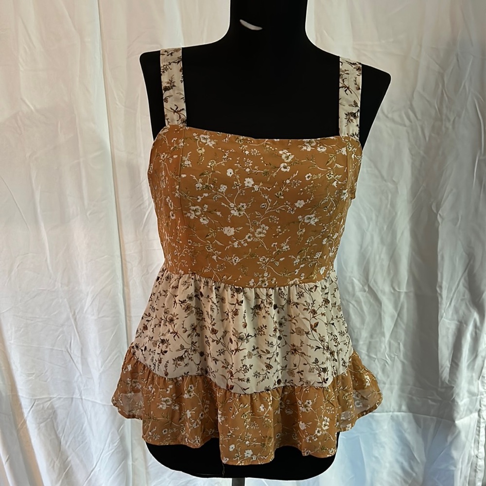 Paper Crane Sweet Tank three tiered ruffle size small